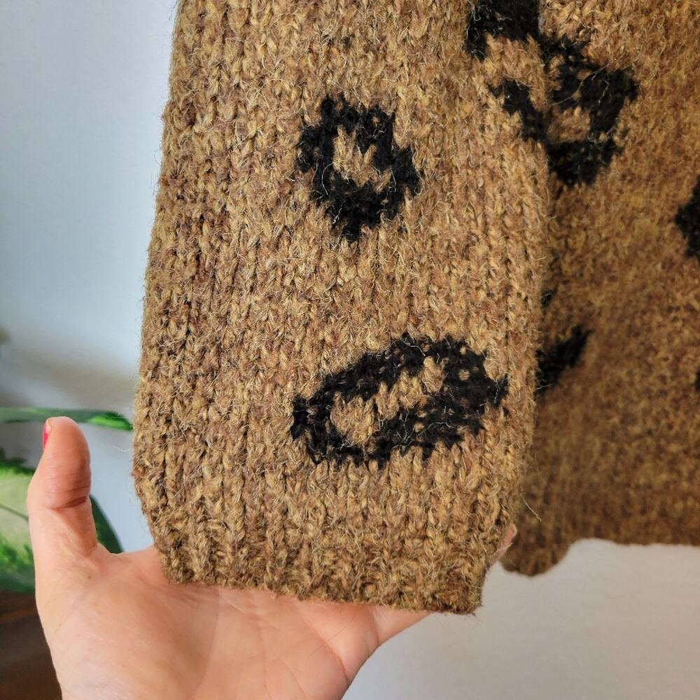 UNIVERSAL THREAD Brown Leopard Animal Print Chunky Knit Mockneck Sweater Sz S - Picture 8 of 12